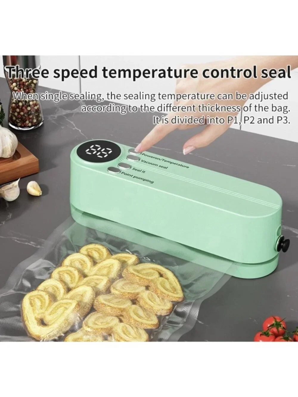 Mini Vacuum Sealer Rechargeable Food Saver w/ Inflation Pump, Needle & Nozzle